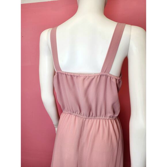 Size Small to XL | Vintage 1970's Dusty Rose 2 Piece Maxi Dress with Blouse - Picture 5 of 10
